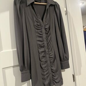 Elegant Gray Ruched Blouse